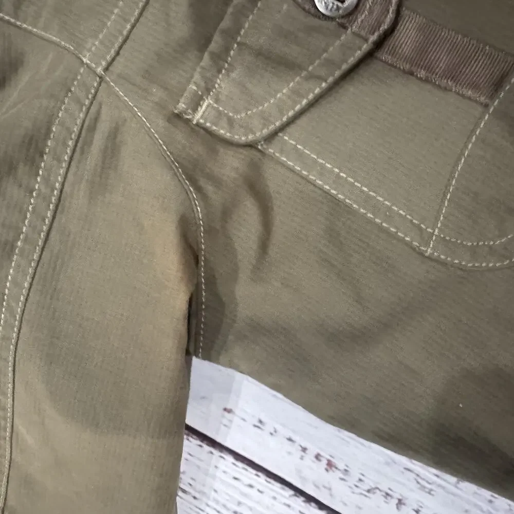 Kuhl Jacket Womens XS Button Zip Front Cargo Utility Olive Green Built In Hood - Picture 8 of 14